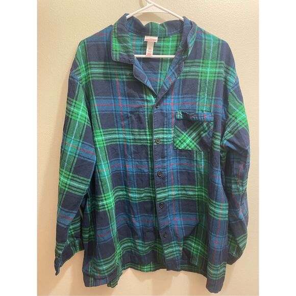Wondershop Other - Wondershop Mens XL Button Up Green and Blue Plaid Pajama Shirt